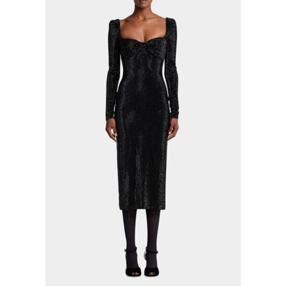 Ralph Lauren Collection Embellished Cocktail Dress 6 S Velvet Crystals Midi $6K - Picture 5 of 9
